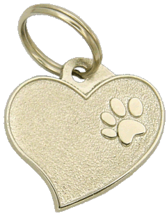 Coração prata <br> (placa de identificação para cães, Gravado incluído)